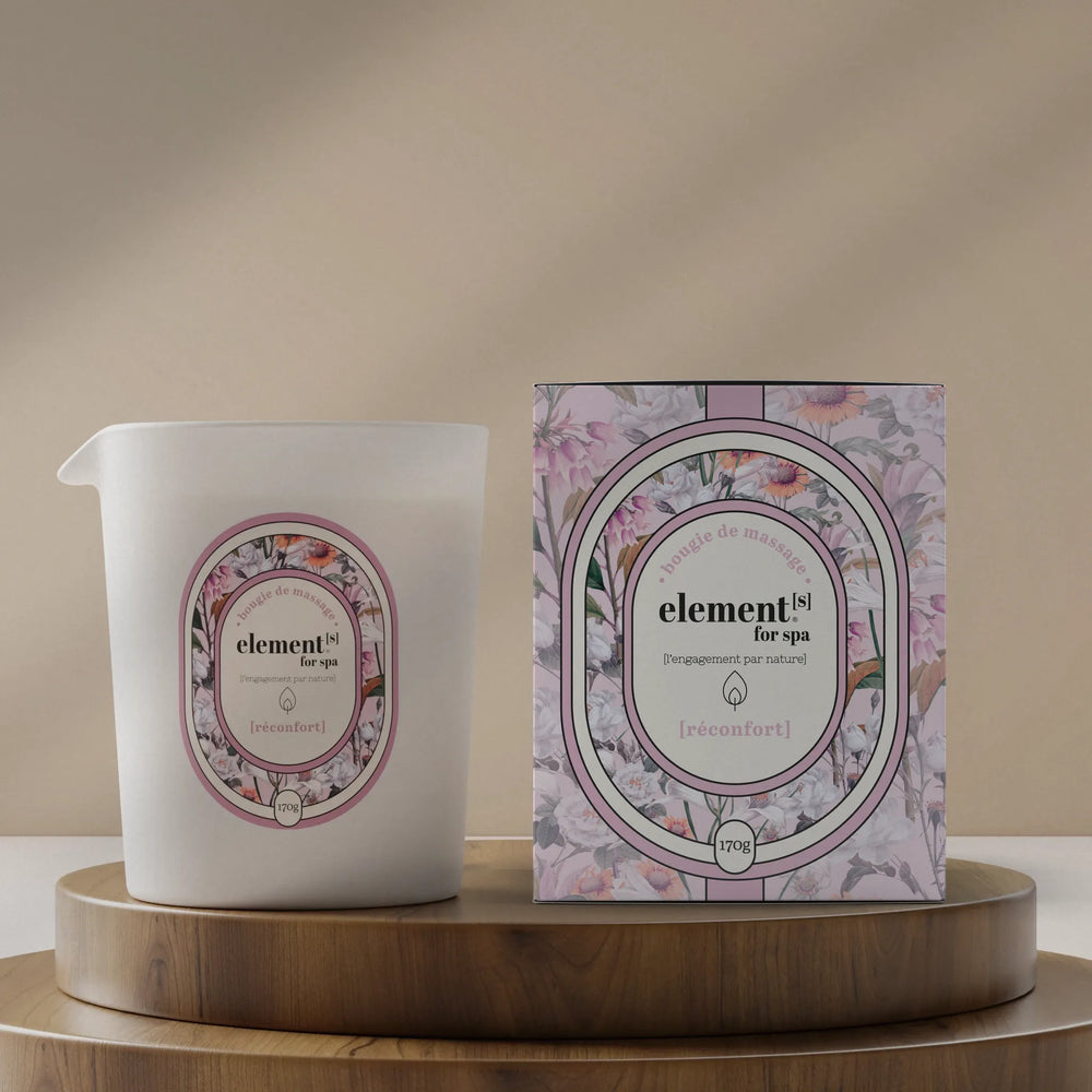 bougie de massage pour le corps elements - en verre 170g - réconfort. 
